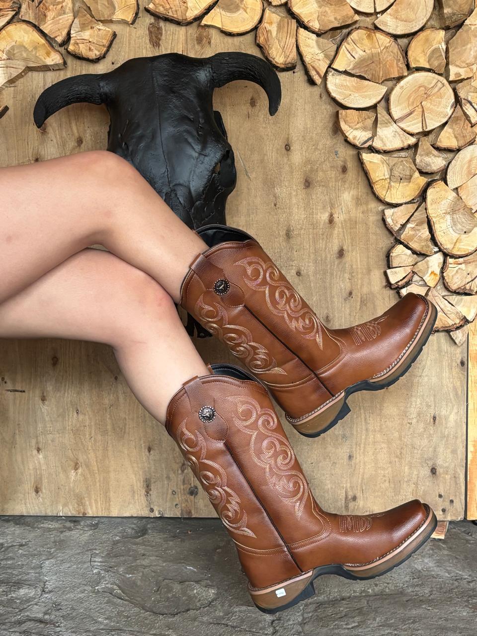 Bota Dama Café 100% Piel Bovino