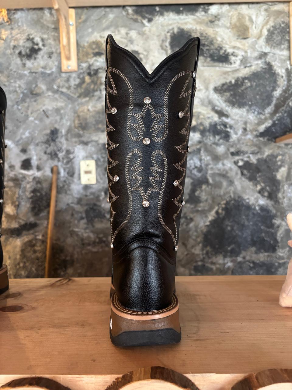 Botas Dama Negra con Brillos 100% Piel Bovino